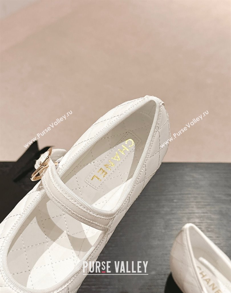 Chanel Quilted Mary Janes Flats Ballet G45503 White 2024 (MD-240603088)