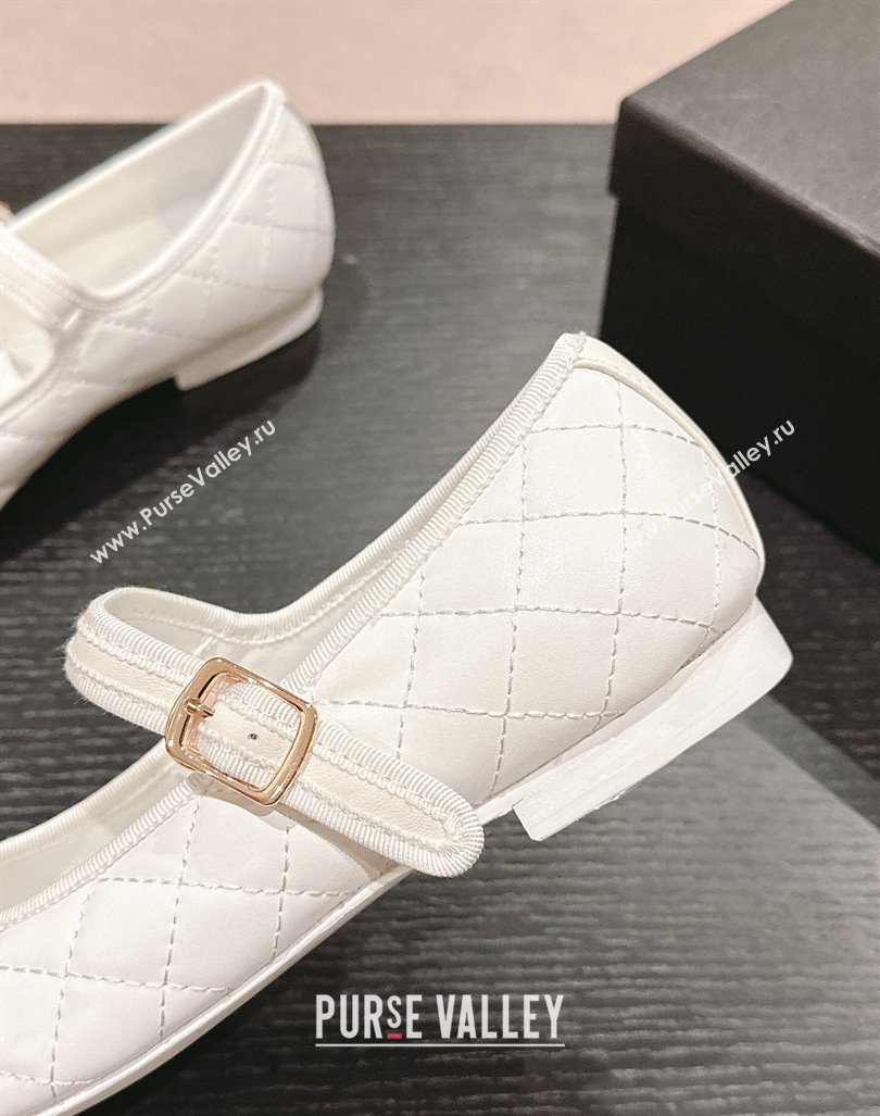 Chanel Quilted Mary Janes Flats Ballet G45503 White 2024 (MD-240603088)