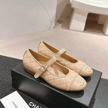 Chanel Quilted Mary Janes Flats Ballet G45503 Beige 2024 (MD-240603089)