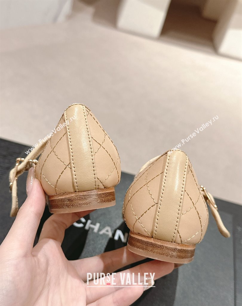 Chanel Quilted Mary Janes Flats Ballet G45503 Beige 2024 (MD-240603089)