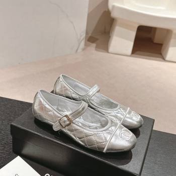 Chanel Quilted Mary Janes Flats Ballet G45503 Silver 2024 (MD-240603091)