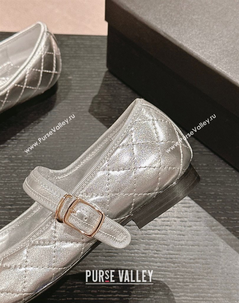 Chanel Quilted Mary Janes Flats Ballet G45503 Silver 2024 (MD-240603091)