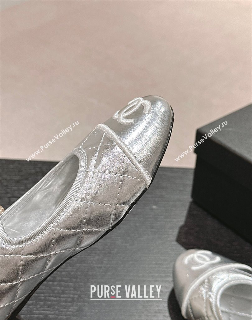 Chanel Quilted Mary Janes Flats Ballet G45503 Silver 2024 (MD-240603091)