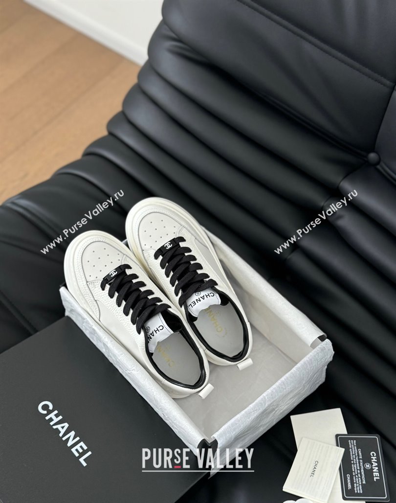 Chanel Calfskin Leather Platform Sneakers Black 2024 0601 (KL-240601113)