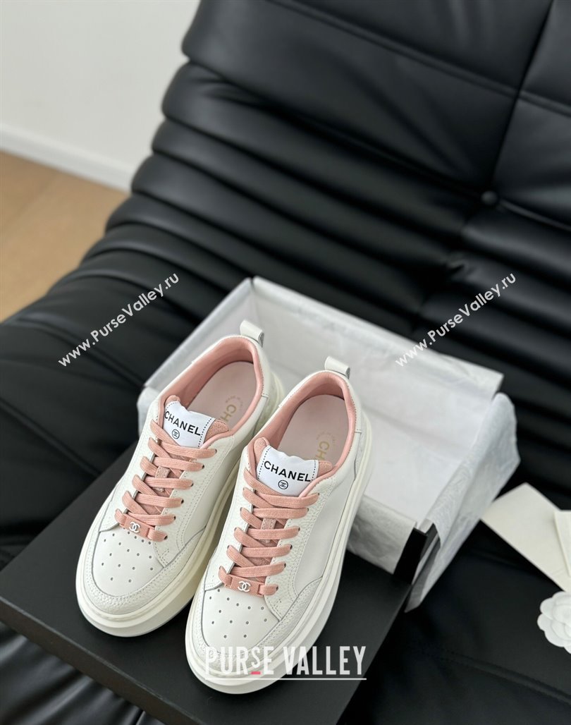 Chanel Calfskin Leather Platform Sneakers Pink 2024 0601 (KL-240601115)