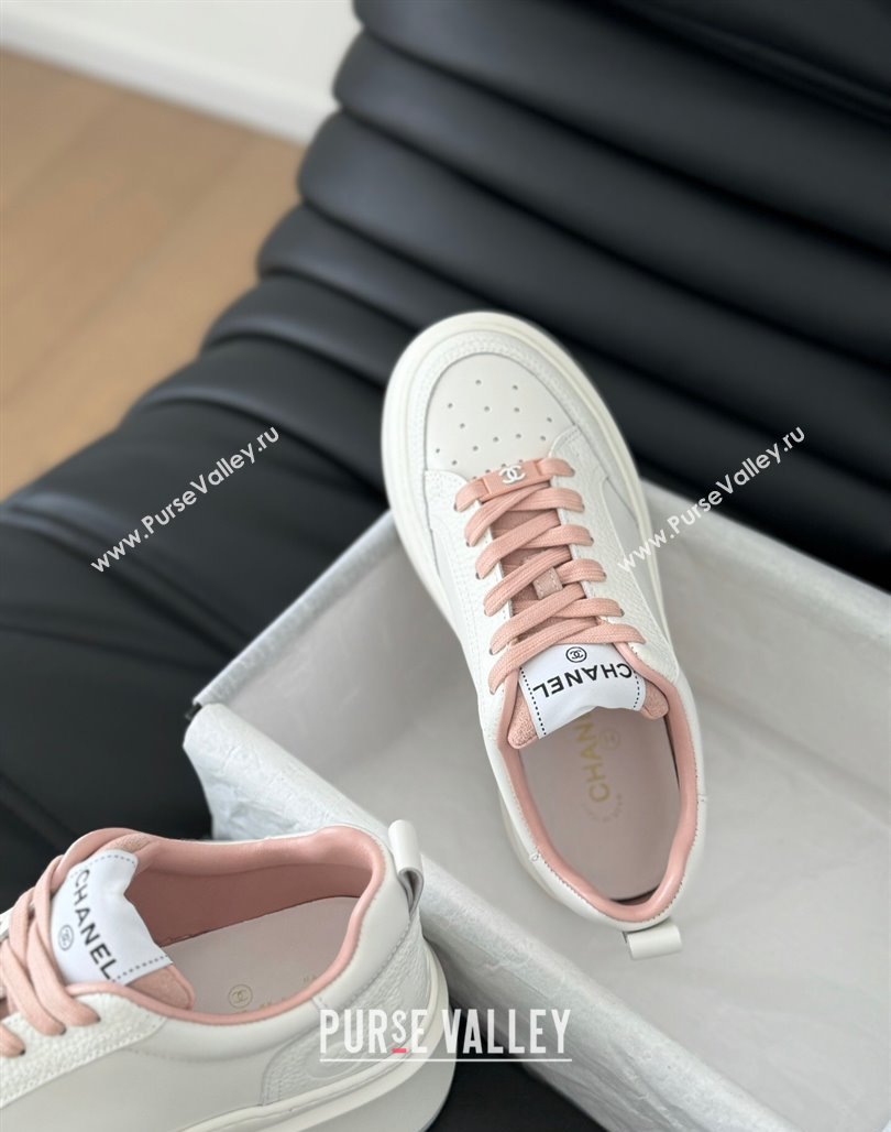 Chanel Calfskin Leather Platform Sneakers Pink 2024 0601 (KL-240601115)