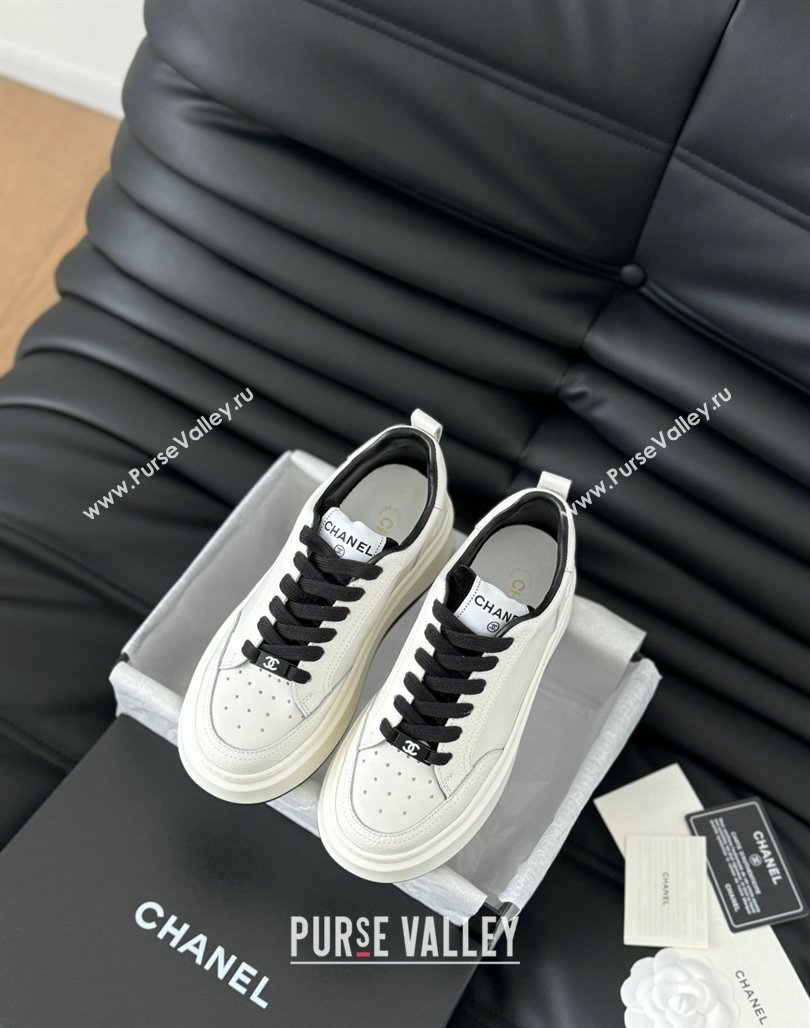 Chanel Calfskin Leather Platform Sneakers Black 2024 0601 (KL-240601113)