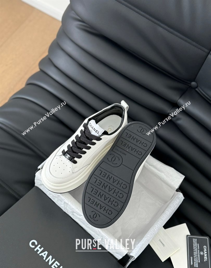 Chanel Calfskin Leather Platform Sneakers Black 2024 0601 (KL-240601113)