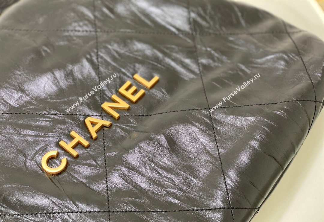 Chanel 22 Crinkled Calfskin Small Shopping Bag AS3260 Black/Gold 2024 0626 (SM-240626076)