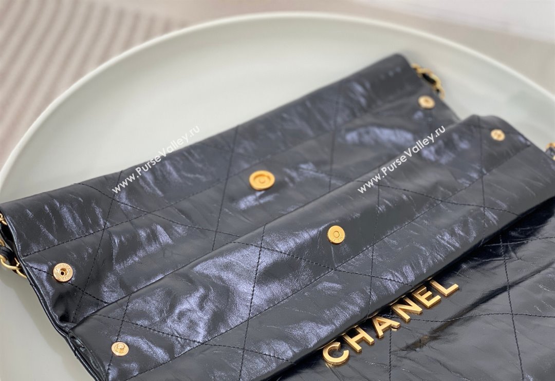 Chanel 22 Crinkled Calfskin Small Shopping Bag AS3260 Black/Gold 2024 0626 (SM-240626076)