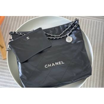 Chanel 22 Matte Calfskin Leather Shopping Bag AS3261 Black/Aged Silver 2024 0626 (SM-240626079)