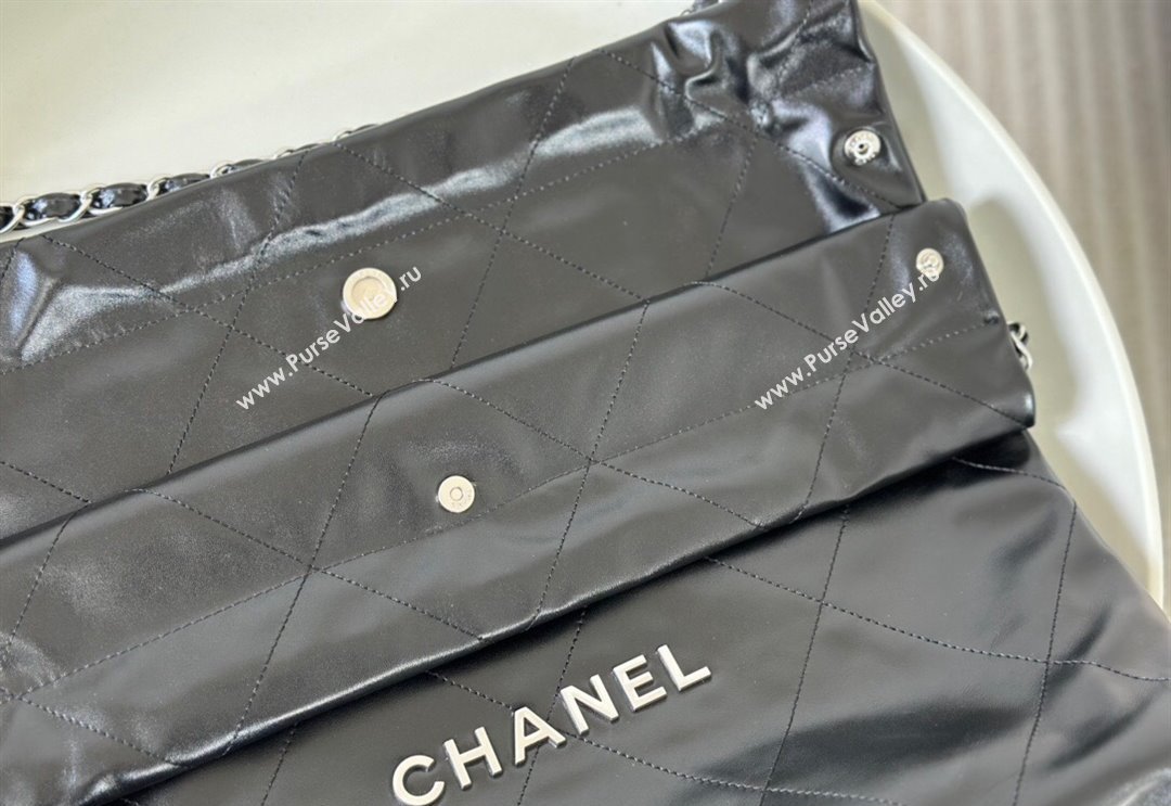 Chanel 22 Matte Calfskin Leather Shopping Bag AS3261 Black/Aged Silver 2024 0626 (SM-240626079)