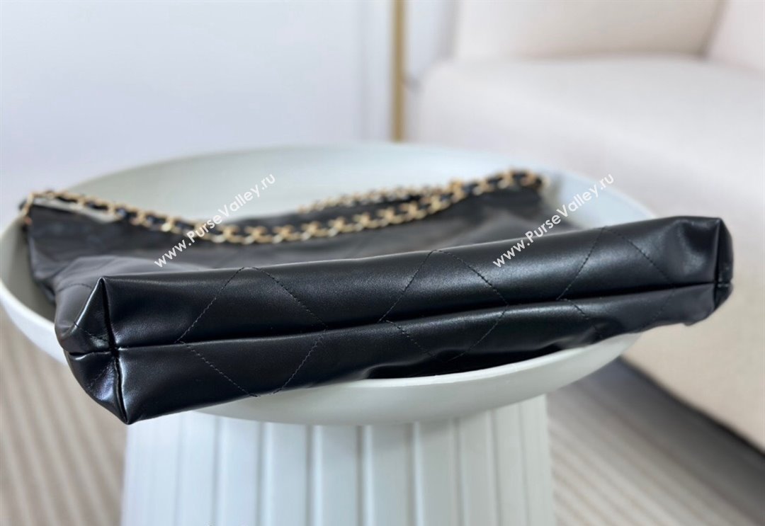 Chanel 22 Matte Calfskin Leather Shopping Bag AS3261 Black/Gold 2024 0626 (SM-240626083)