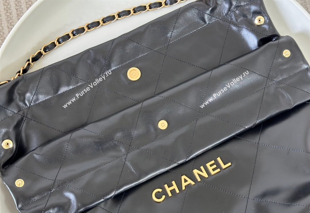 Chanel 22 Matte Calfskin Leather Shopping Bag AS3261 Black/Gold 2024 0626 (SM-240626083)