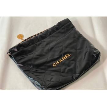 Chanel 22 Shiny Calfskin Leather Shopping Bag AS3261 Black/Aged Gold 2024 0626 (SM-240626084)