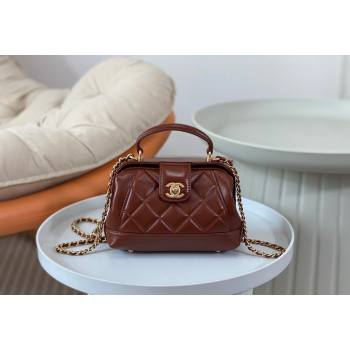 Chanel Shiny Lambskin Mini Bag with Top Handle Bag AS4958 Brown 2024 (SM-240626102)