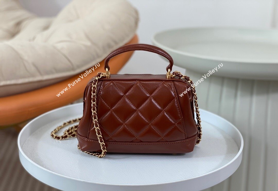 Chanel Shiny Lambskin Mini Bag with Top Handle Bag AS4958 Brown 2024 (SM-240626102)