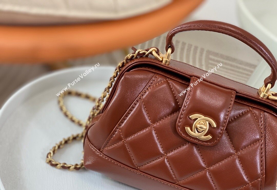 Chanel Shiny Lambskin Mini Bag with Top Handle Bag AS4958 Brown 2024 (SM-240626102)