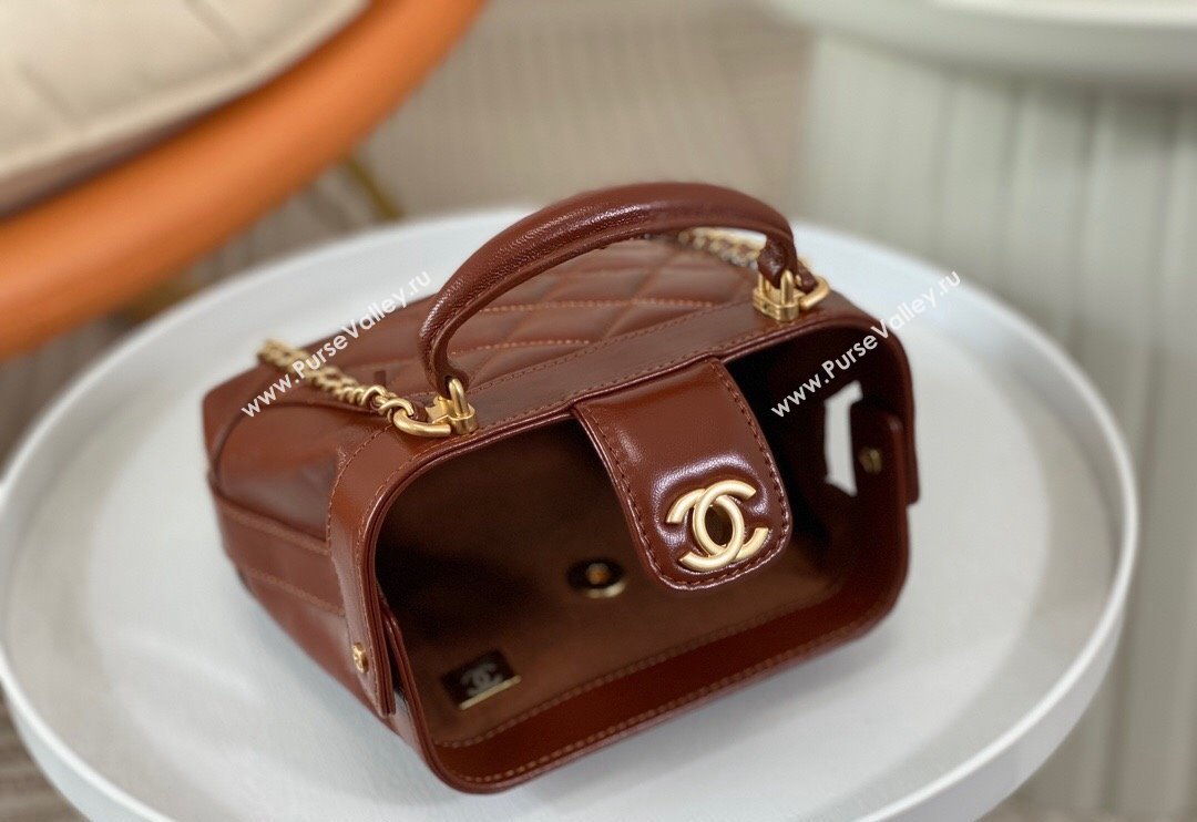 Chanel Shiny Lambskin Mini Bag with Top Handle Bag AS4958 Brown 2024 (SM-240626102)