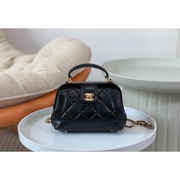 Chanel Shiny Lambskin Mini Bag with Top Handle Bag AS4958 Black 2024 (SM-240626103)