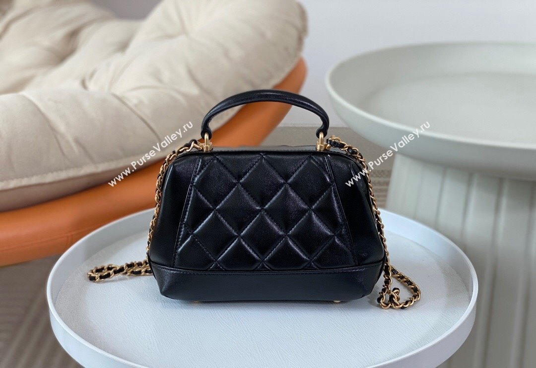 Chanel Shiny Lambskin Mini Bag with Top Handle Bag AS4958 Black 2024 (SM-240626103)