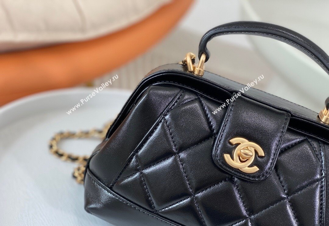 Chanel Shiny Lambskin Mini Bag with Top Handle Bag AS4958 Black 2024 (SM-240626103)