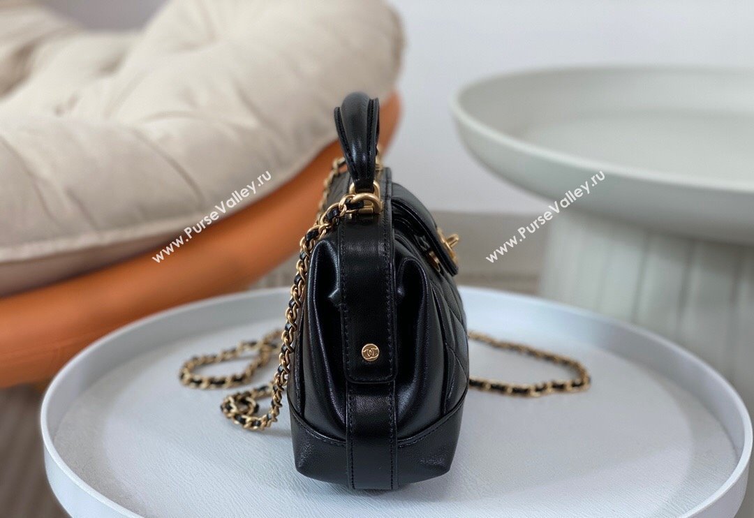 Chanel Shiny Lambskin Mini Bag with Top Handle Bag AS4958 Black 2024 (SM-240626103)