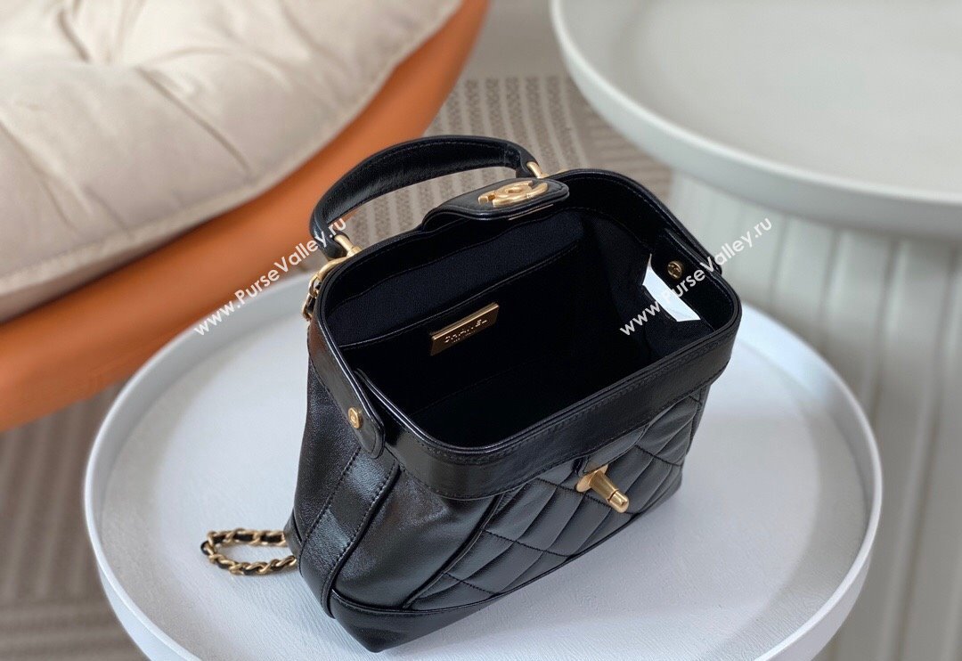 Chanel Shiny Lambskin Mini Bag with Top Handle Bag AS4958 Black 2024 (SM-240626103)