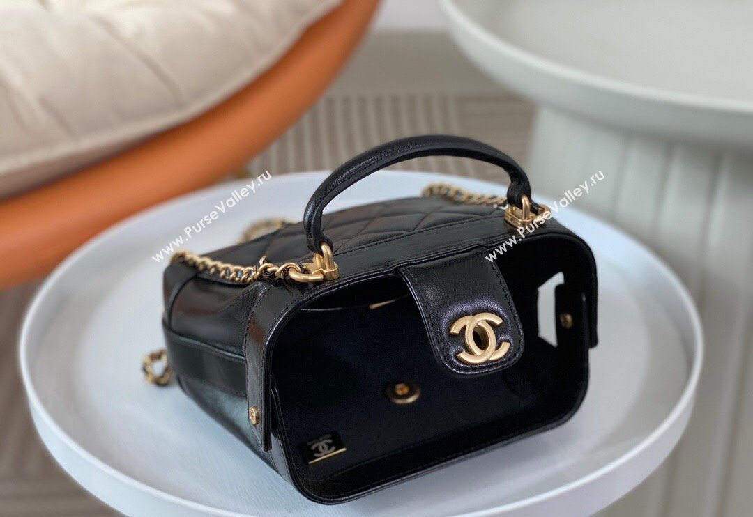 Chanel Shiny Lambskin Mini Bag with Top Handle Bag AS4958 Black 2024 (SM-240626103)