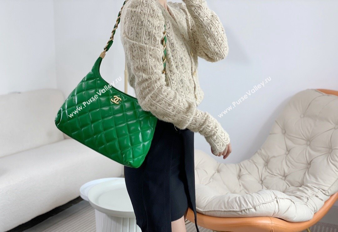 Chanel Shiny Lambskin Large Hobo bag AS4923 Green 2024 (SM-240626105)