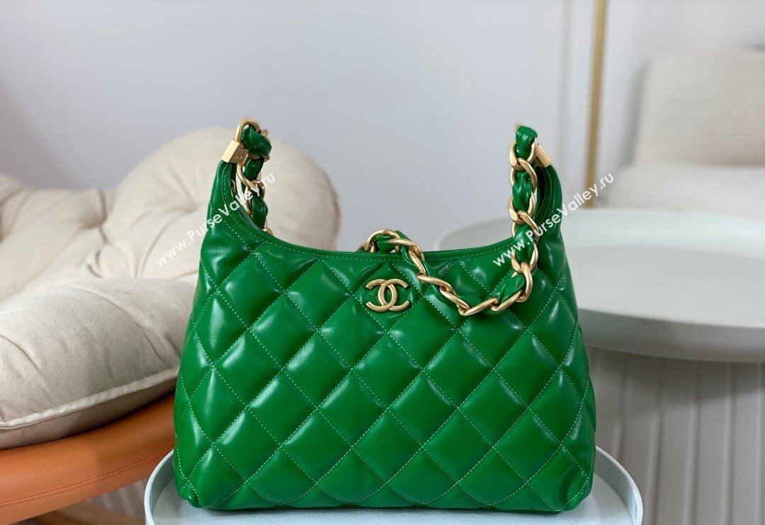 Chanel Shiny Lambskin Large Hobo bag AS4923 Green 2024 (SM-240626105)