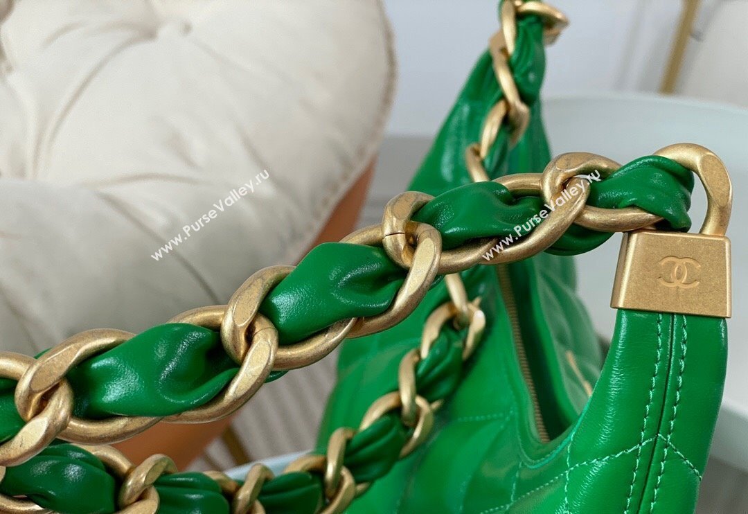 Chanel Shiny Lambskin Large Hobo bag AS4923 Green 2024 (SM-240626105)