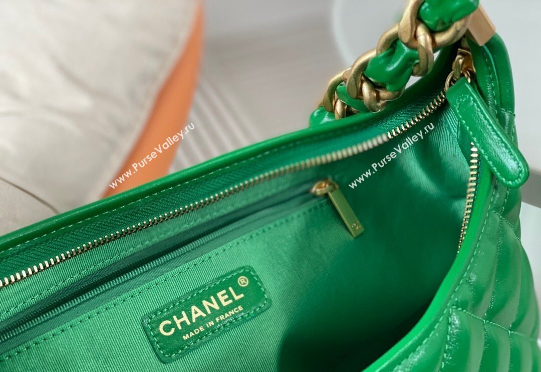 Chanel Shiny Lambskin Large Hobo bag AS4923 Green 2024 (SM-240626105)