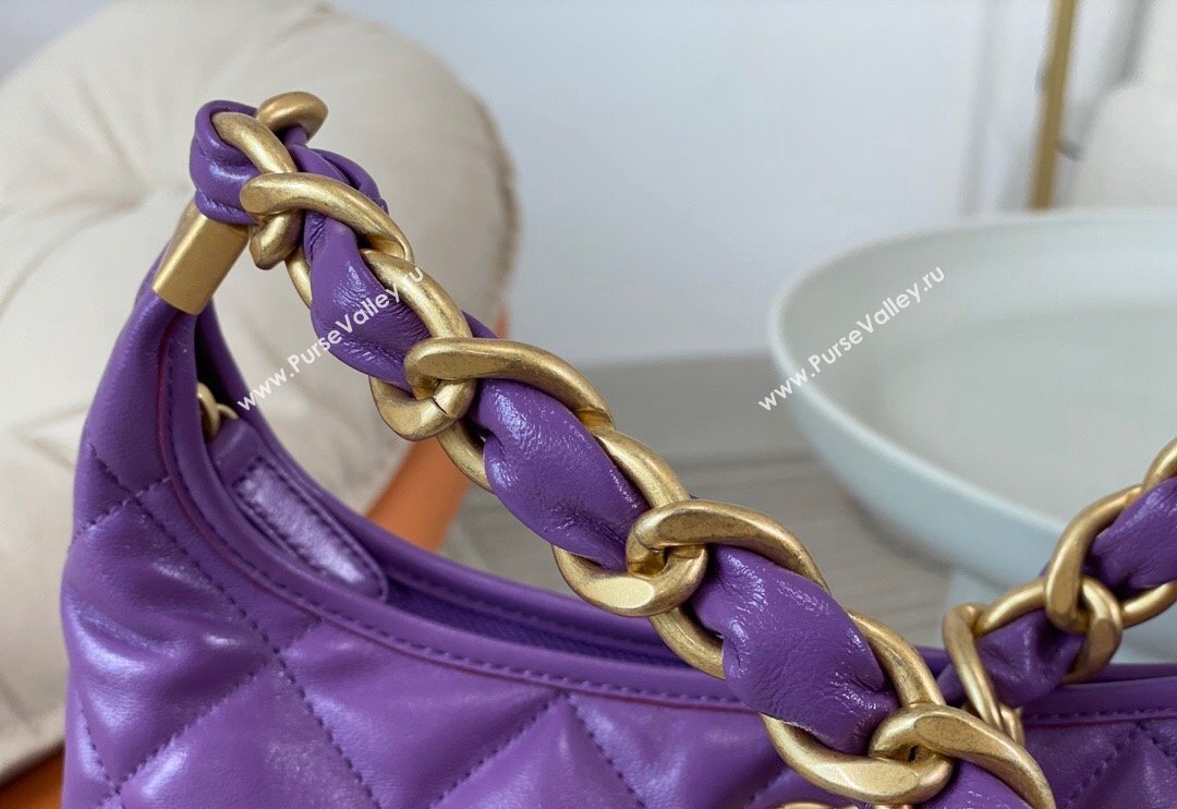 Chanel Shiny Lambskin Large Hobo bag AS4923 Purple 2024 (SM-240626106)