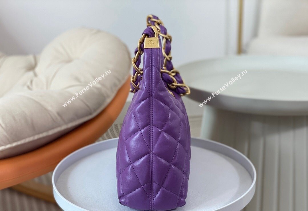 Chanel Shiny Lambskin Large Hobo bag AS4923 Purple 2024 (SM-240626106)