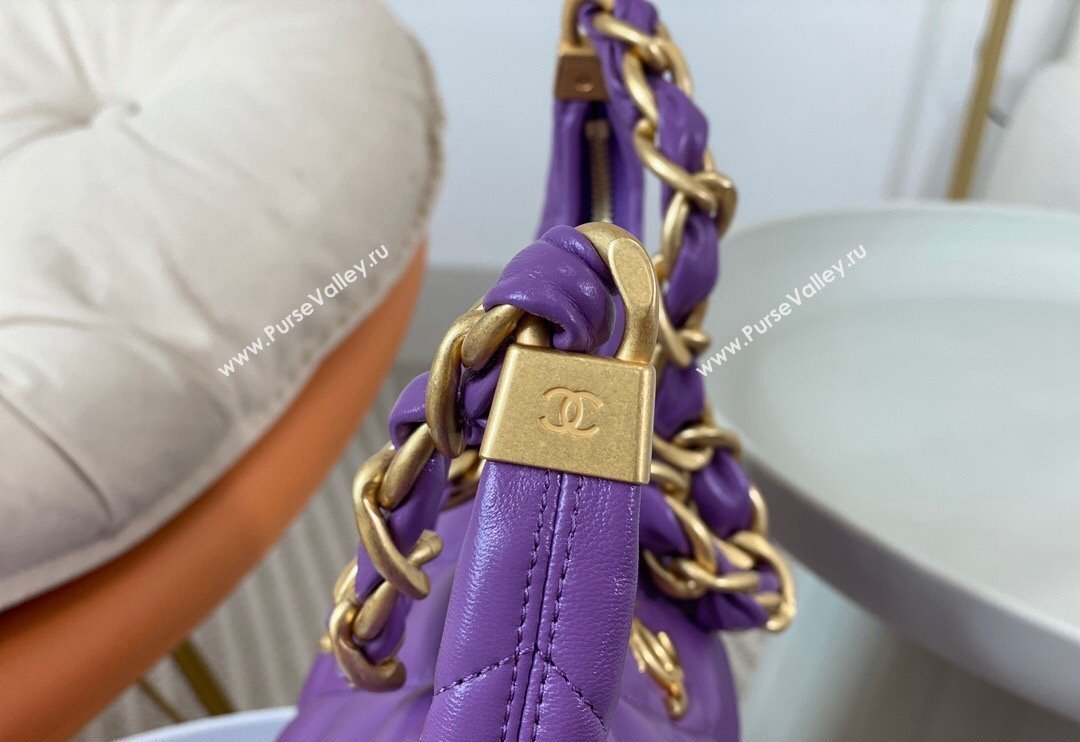 Chanel Shiny Lambskin Large Hobo bag AS4923 Purple 2024 (SM-240626106)