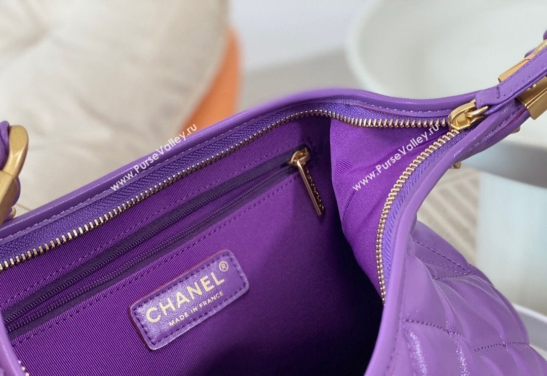 Chanel Shiny Lambskin Large Hobo bag AS4923 Purple 2024 (SM-240626106)