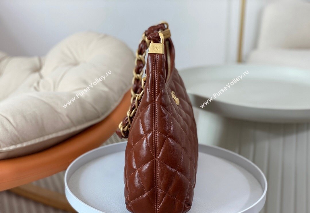 Chanel Shiny Lambskin Large Hobo bag AS4923 Brown 2024 (SM-240626107)