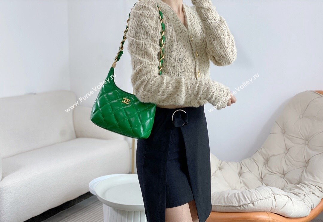 Chanel Shiny Lambskin Small Hobo bag AS4922 Green 2024 (SM-240626109)