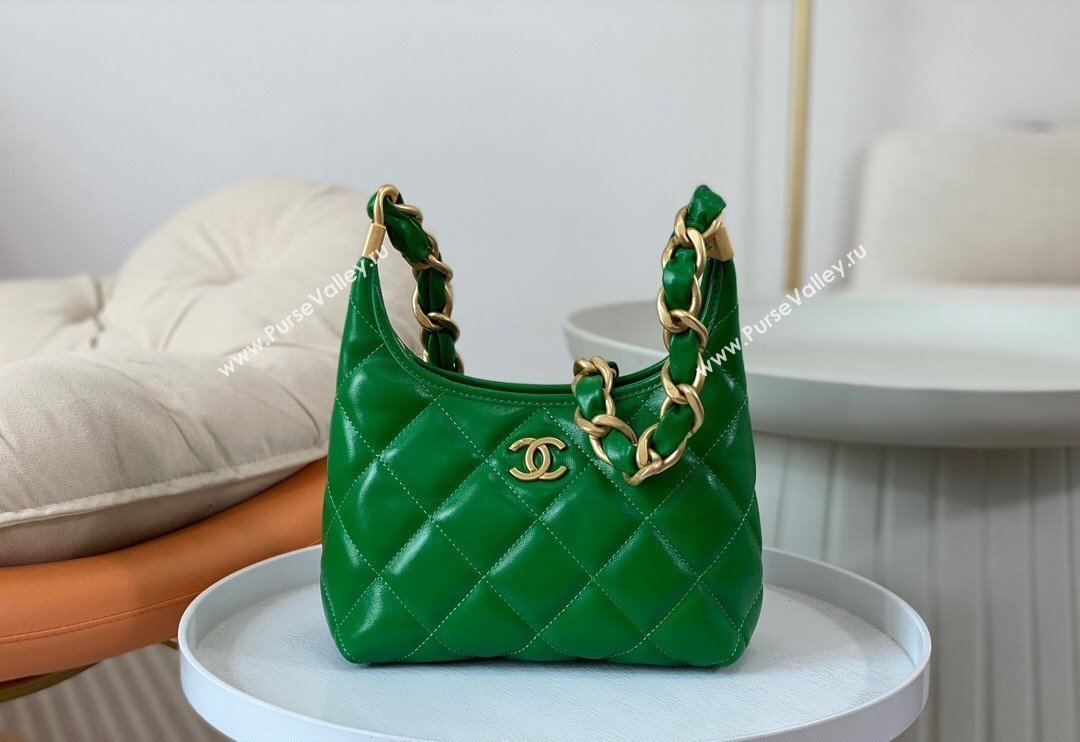 Chanel Shiny Lambskin Small Hobo bag AS4922 Green 2024 (SM-240626109)