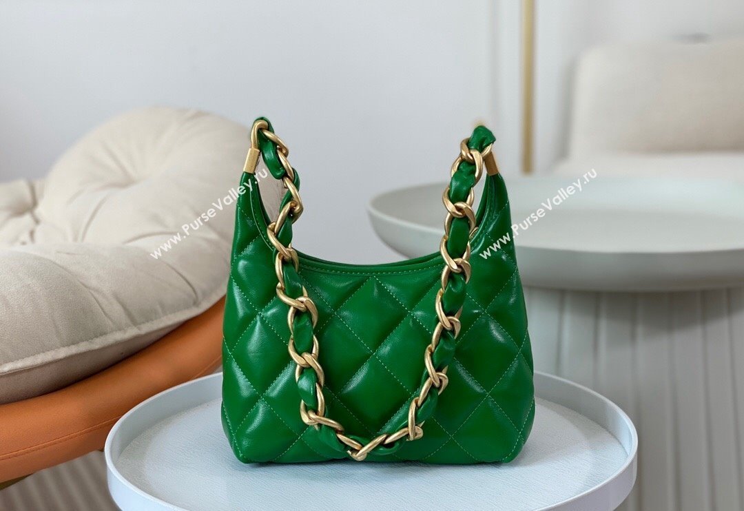 Chanel Shiny Lambskin Small Hobo bag AS4922 Green 2024 (SM-240626109)