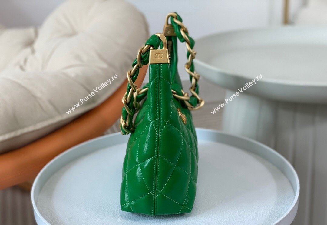 Chanel Shiny Lambskin Small Hobo bag AS4922 Green 2024 (SM-240626109)