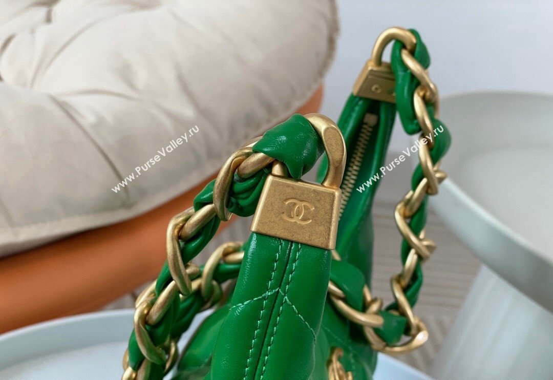 Chanel Shiny Lambskin Small Hobo bag AS4922 Green 2024 (SM-240626109)