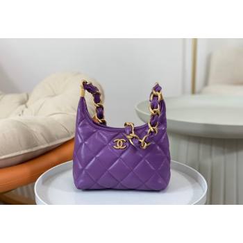 Chanel Shiny Lambskin Small Hobo bag AS4922 Purple 2024 (SM-240626110)