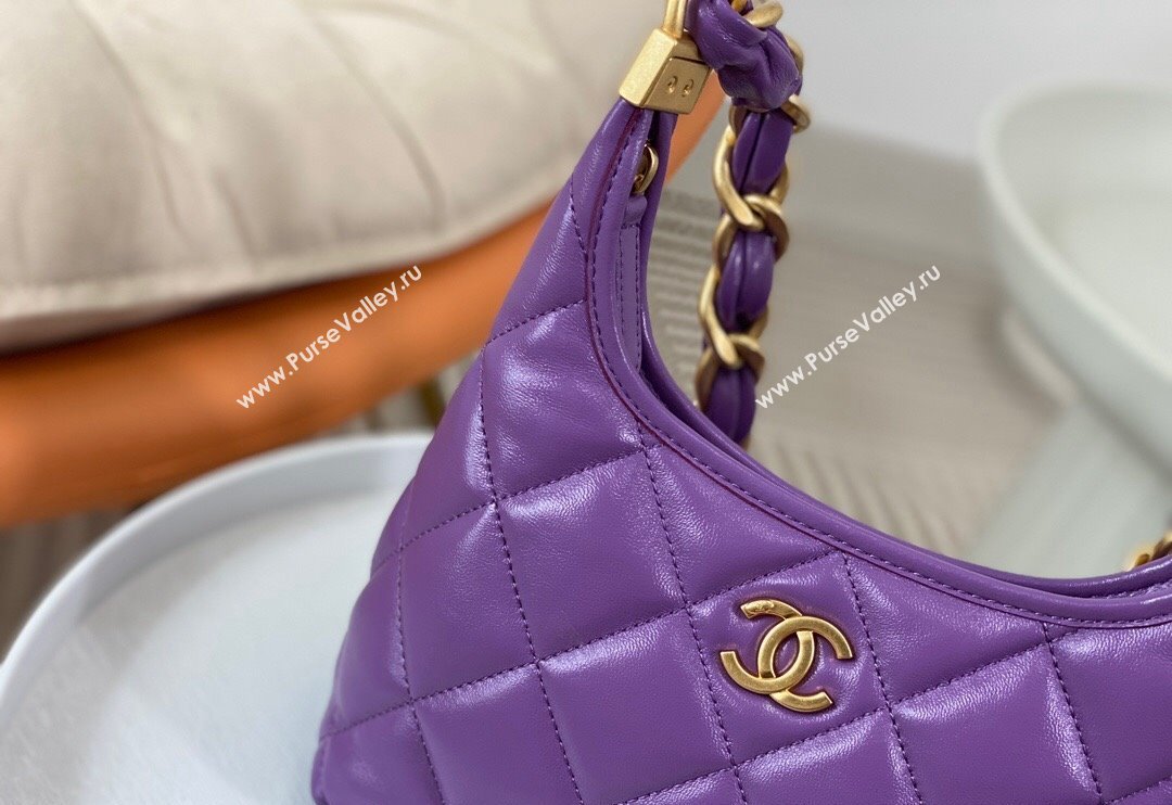 Chanel Shiny Lambskin Small Hobo bag AS4922 Purple 2024 (SM-240626110)