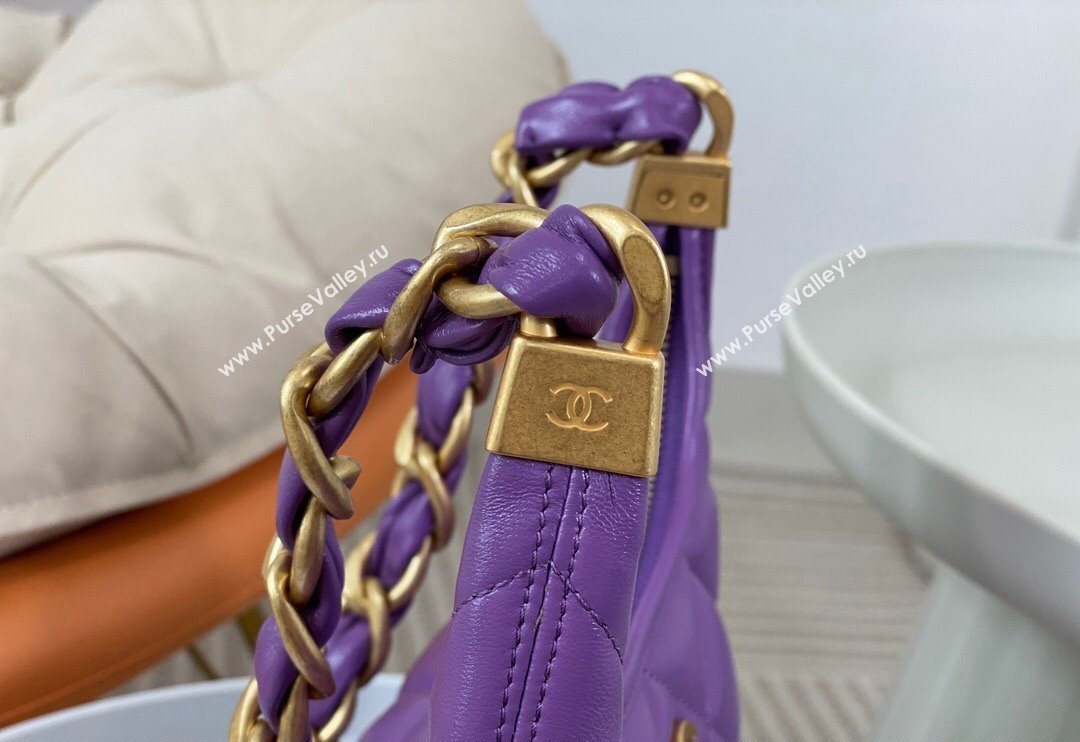 Chanel Shiny Lambskin Small Hobo bag AS4922 Purple 2024 (SM-240626110)