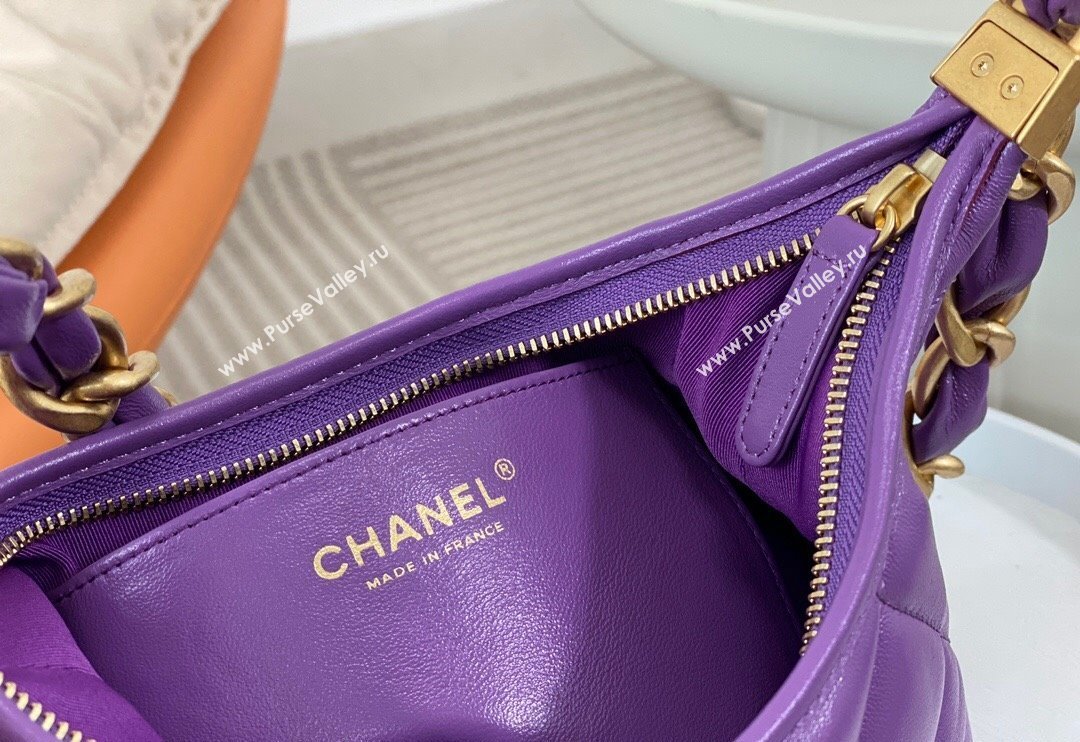 Chanel Shiny Lambskin Small Hobo bag AS4922 Purple 2024 (SM-240626110)