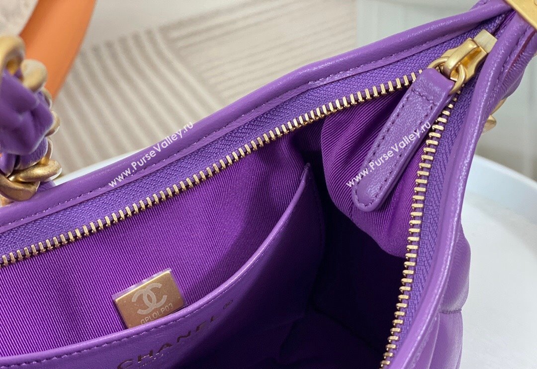 Chanel Shiny Lambskin Small Hobo bag AS4922 Purple 2024 (SM-240626110)