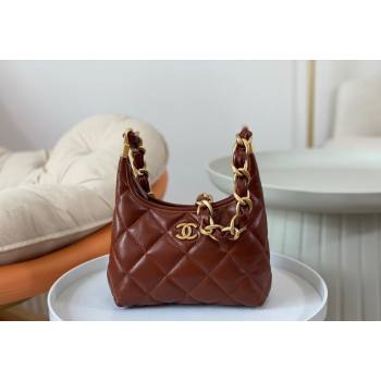 Chanel Shiny Lambskin Small Hobo bag AS4922 Brown 2024 (SM-240626111)