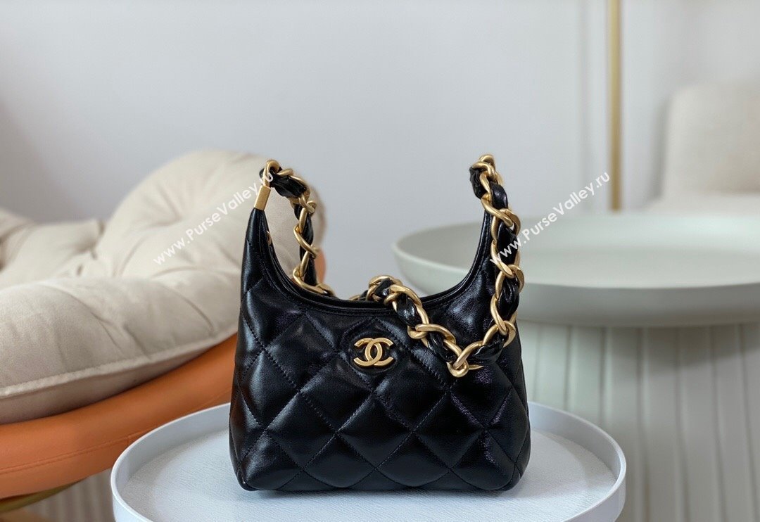 Chanel Shiny Lambskin Small Hobo bag AS4922 Black 2024 (SM-240626112)